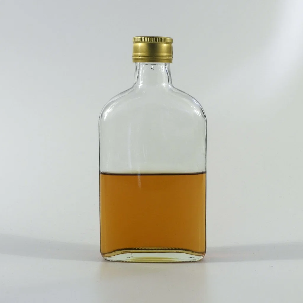 100ml 250ml Logo Printing Clear Flat Glass Wine Bottle Flask Glass Whisky Liquor Bottle