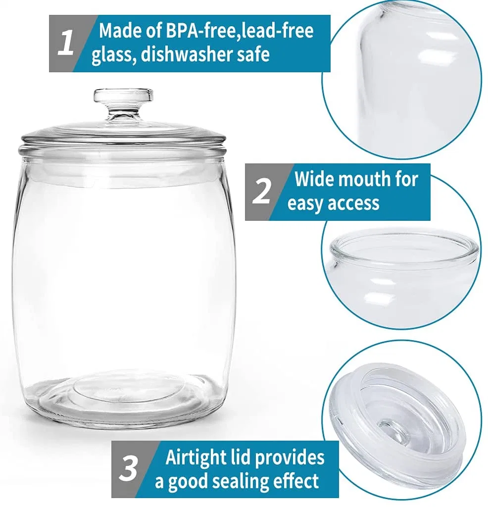 High Quality Four Sizes Glass Food Jars Clear Storage Canister with Glass Airtight Lid Kitchen Containers